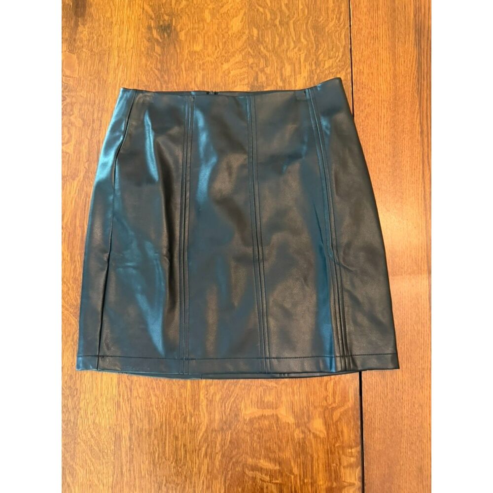 Mangopop Faux Leather Mini Skirt | Black Vegan Leather | High Waist | Size S